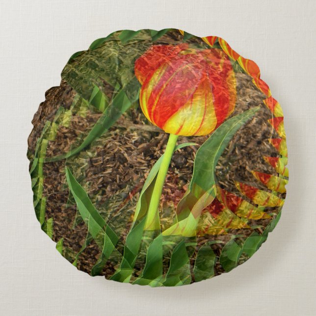 Fanned Tulp....... Rond Kussen (Voorkant)