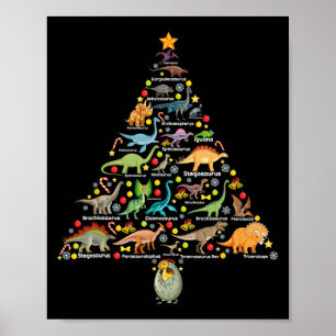 Fanny Dinosaur Kerstboom Schattige Dino Kerstcadea Poster