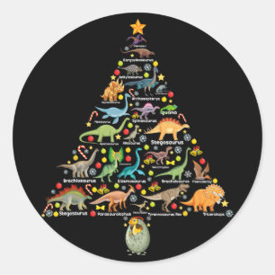 Fanny Dinosaur Kerstboom Schattige Dino Kerstcadea Ronde Sticker