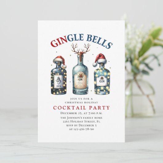 Fanny Hand getrokken kerst vakantie cocktail party Kaart (Staand voorkant)