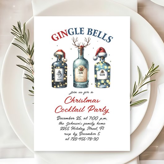 Fanny Hand getrokken kerst vakantie cocktail party Kaart