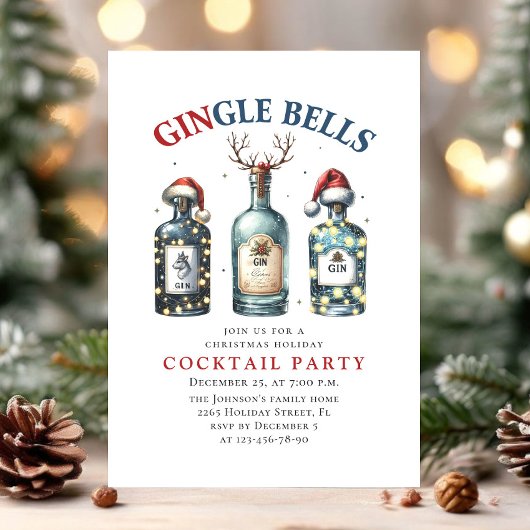 Fanny Hand getrokken kerst vakantie cocktail party Kaart