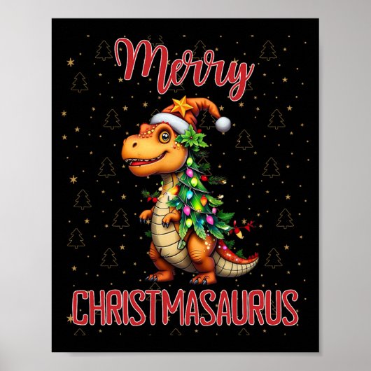 Fanny Prettig Kerstmis Christmasaurus Dinosaur Ker Poster (Voorkant)