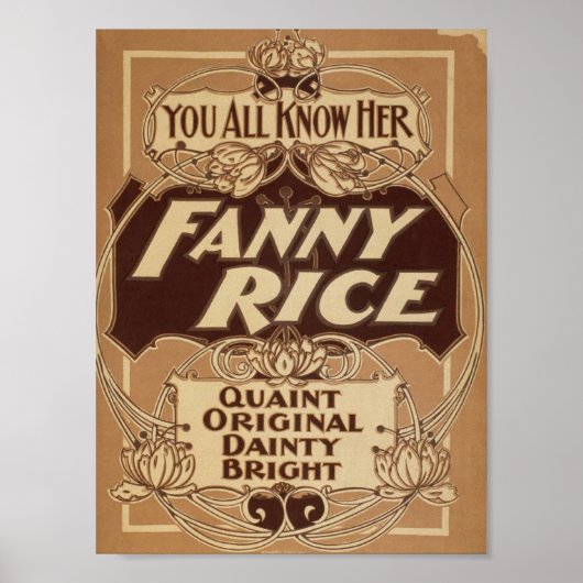 Fanny Rice, 'Quaint Original Dainty Bright' Poster (Voorkant)