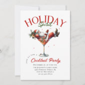 Fanny Santa Claus Martini Kerstcocktailparty Kaart (Voorkant)