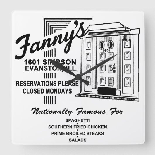 Fanny's Restaurant, Evanston, IL Vierkante Klok (Voorkant)