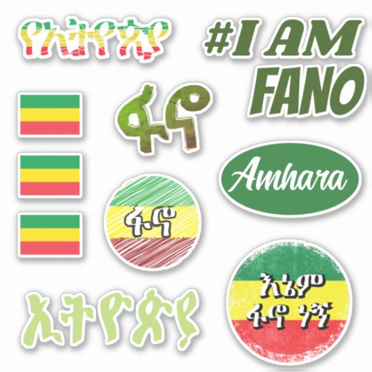 Fano Amhara Sticker Pack van Ethiopië | ፋኖ አማ ራ (Voorkant)