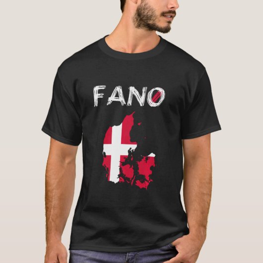 Fanö Fano Denmark Island Silhouette Map Flag Holid T-shirt (Voorkant)