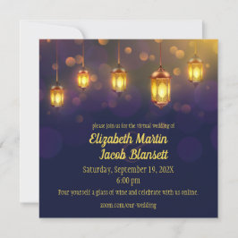 Fanous Lantaarns op Paarse Virtual Wedding Kaart