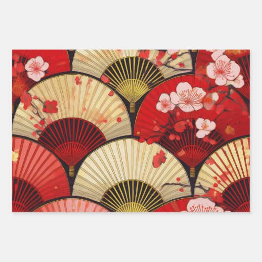 Fans en bloesems inpakpapier vel (Voorkant)