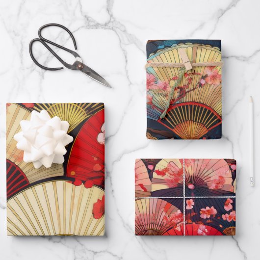 Fans en bloesems inpakpapier vel (Voorkant)