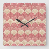 Fans Pink Mid-Century Vierkante Klok (Voorkant)
