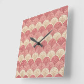 Fans Pink Mid-Century Vierkante Klok (Hoek)