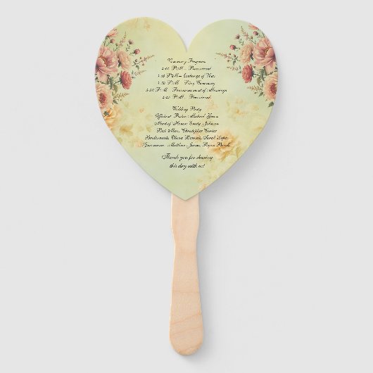 Fans van het huwelijksprogramma handwaaier (Achterkant)