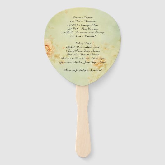 Fans van het huwelijksprogramma handwaaier (Achterkant)