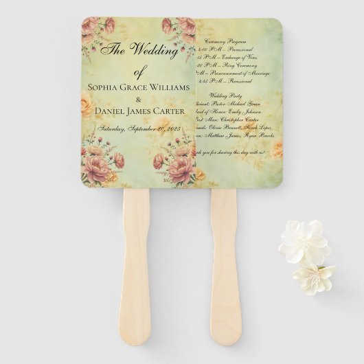 Fans van het huwelijksprogramma handwaaier (Voorkant en achterkant)