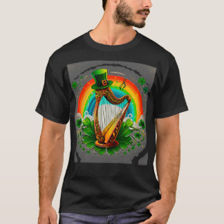 Fans van Ierse muziek en deze harp- en shamrock-dr T-shirt