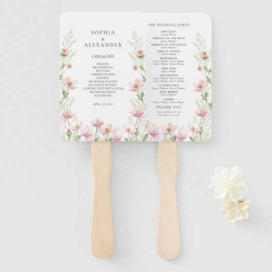 Fans voor een wildflower bruiloft. handwaaier (Voorkant en achterkant)
