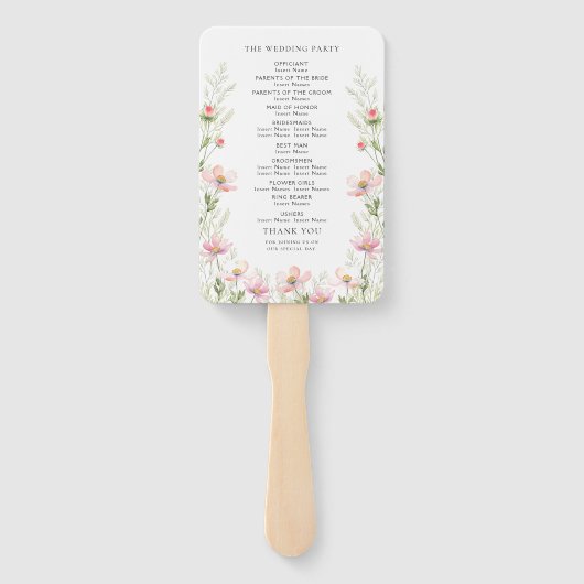 Fans voor een wildflower bruiloft. handwaaier (Achterkant)