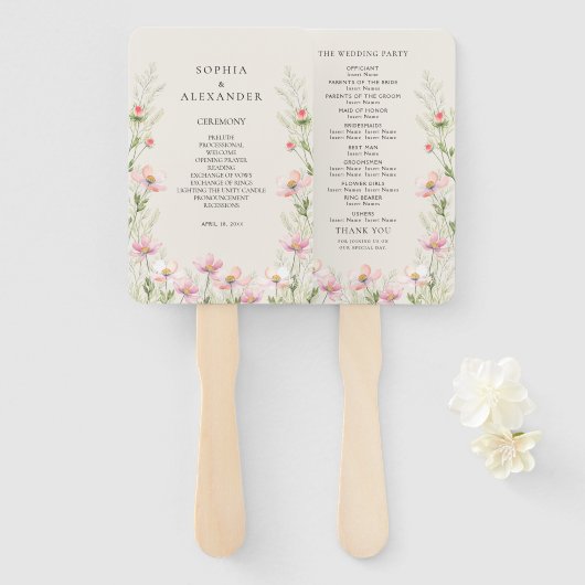 Fans voor een wildflower bruiloft. handwaaier (Voorkant en achterkant)