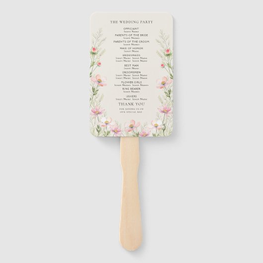 Fans voor een wildflower bruiloft. handwaaier (Achterkant)