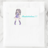 "Fantabuleuze" stickers met meisje in paarse kledi (Tas)