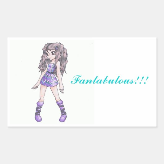 "Fantabuleuze" stickers met meisje in paarse kledi (Voorkant)