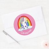 fantabulos Unicorn Party roze Ronde Sticker (Envelop)