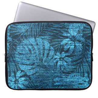 Fantachtige jeans met tropische bladeren laptop sleeve