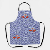 Fantail Goldfish on Ocean Wave Pattern Japans Schort (Voorkant)