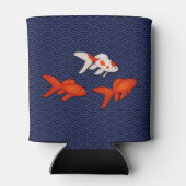 Fantail Goldfish op Seigaiha Wave Pattern Japans Blikjeskoeler (Achterkant)