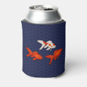 Fantail Goldfish op Seigaiha Wave Pattern Japans Blikjeskoeler (Blikje Achterkant)