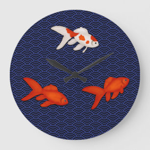 Fantail Goldfish op Seigaiha Wave Pattern Japans Grote Klok