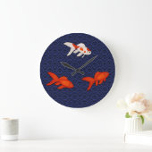 Fantail Goldfish op Seigaiha Wave Pattern Japans Grote Klok (Huis)