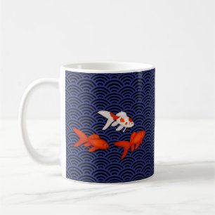 Fantail Goldfish op Seigaiha Wave Pattern Japans Koffiemok