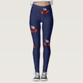 Fantail Goldfish op Seigaiha Wave Pattern Japans Leggings (Voorkant)