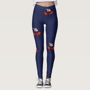 Fantail Goldfish op Seigaiha Wave Pattern Japans Leggings