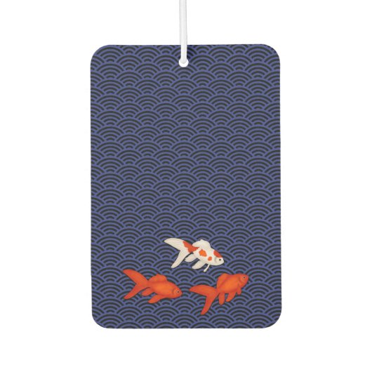 Fantail Goldfish op Seigaiha Wave Pattern Japans Luchtverfrisser (Voorkant)