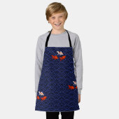 Fantail Goldfish op Seigaiha Wave Pattern Japans Schort (Gedragen)