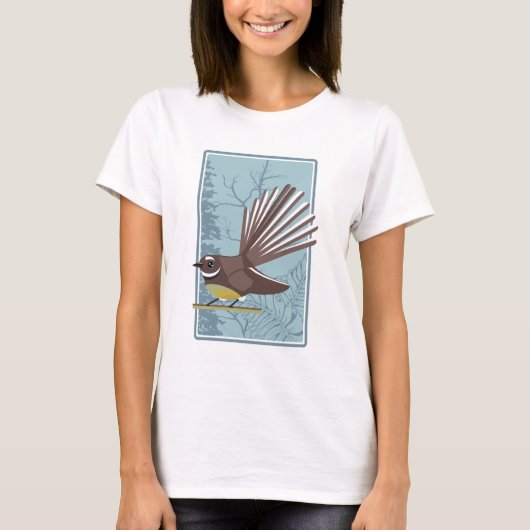 Fantail in de NZ-struik T-shirt (Voorkant)