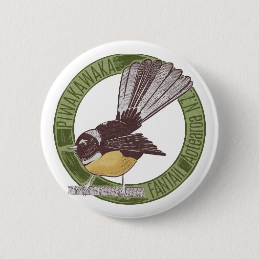 Fantail New Zealand Bird Ronde Button 5,7 Cm (Voorkant)