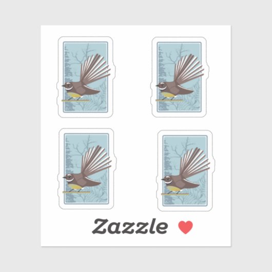 Fantail New Zealand bird Vector Sticker (Vel)