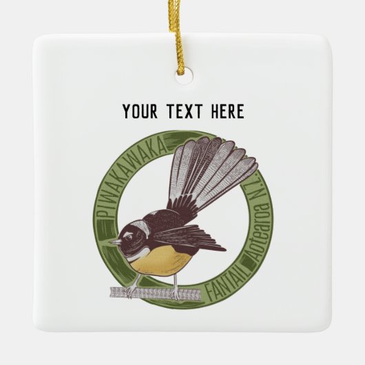 Fantail New Zealand Native Bird Aotearoa NZ Keramisch Ornament (Voorkant)