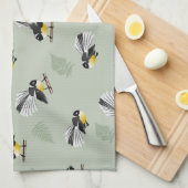 Fantail NZ Native birds Patroon Theedoek (Quarter Fold)