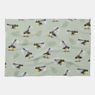 Fantail NZ Native birds Patroon Theedoek