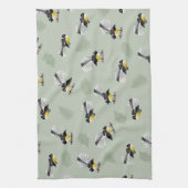 Fantail NZ Native birds Patroon Theedoek (Verticaal)