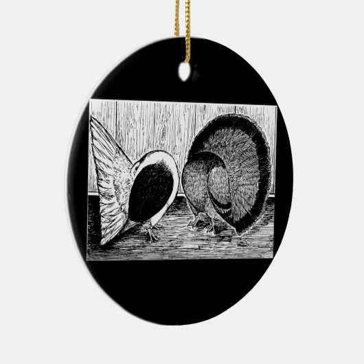 Fantail Pair Keramisch Ornament (Rechts)