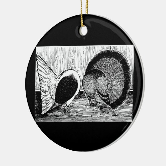 Fantail Pair Keramisch Ornament (Links)