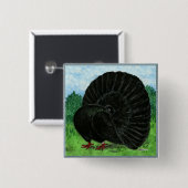 Fantail Pigeon Black Vierkante Button 5,1 Cm (Voorkant /achterkant)