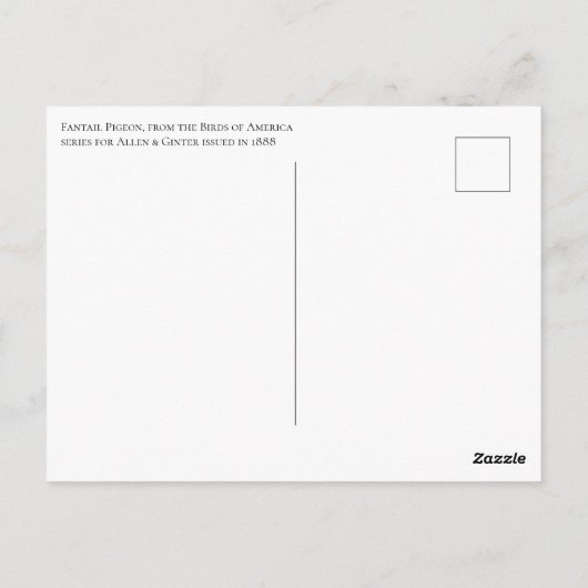 Fantail Pigeon Briefkaart (Achterkant)